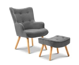 Armchair Set with Ottoman Grey Lansar