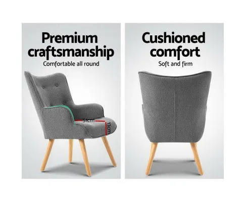 Armchair Set with Ottoman Grey Lansar