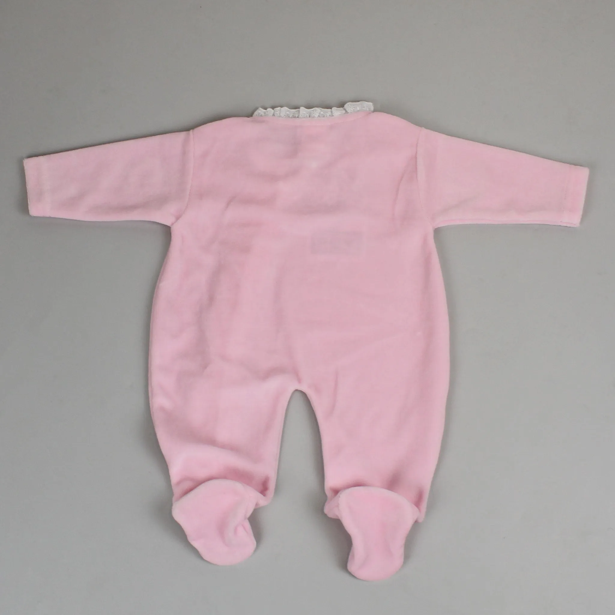 Baby Girls Velour Lace Sleepsuit - Pink - Pex