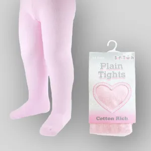 Baby Tights - Plain Pink Cotton Rich