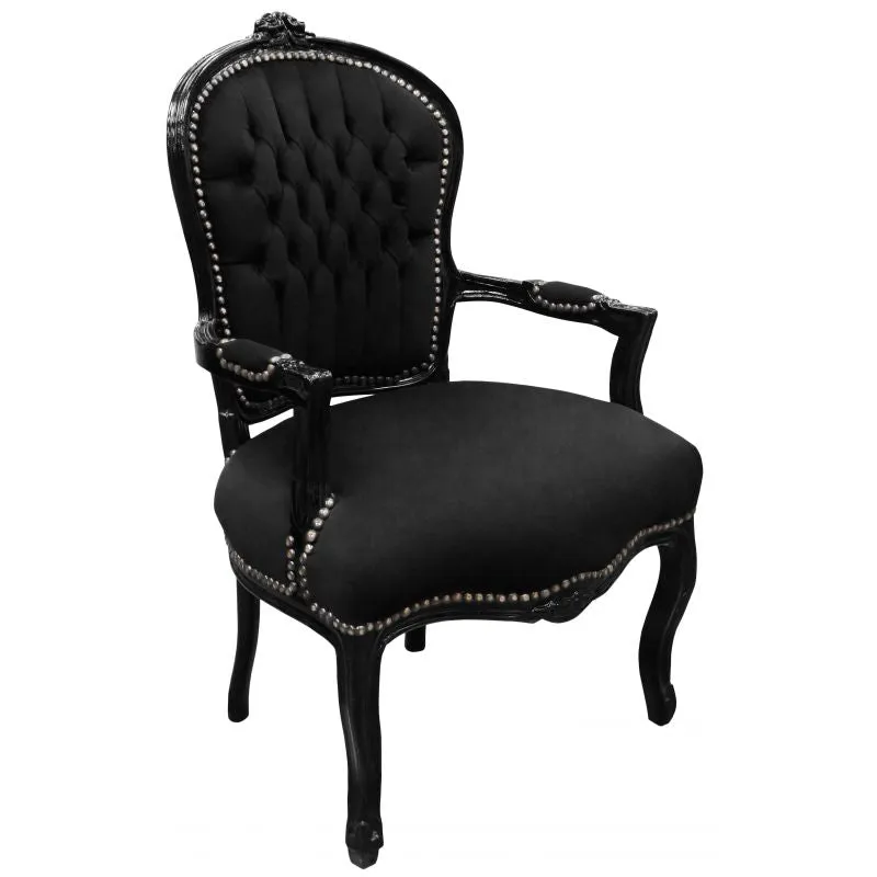 Baroque Armchair - Black Velvet on Black