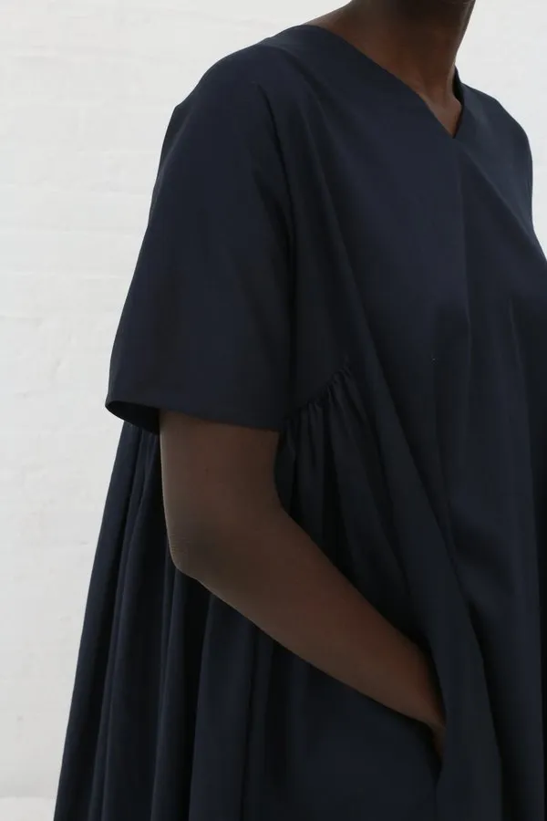Black Crane Petal Dress - Dark Navy