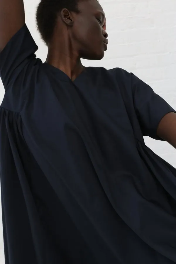 Black Crane Petal Dress - Dark Navy