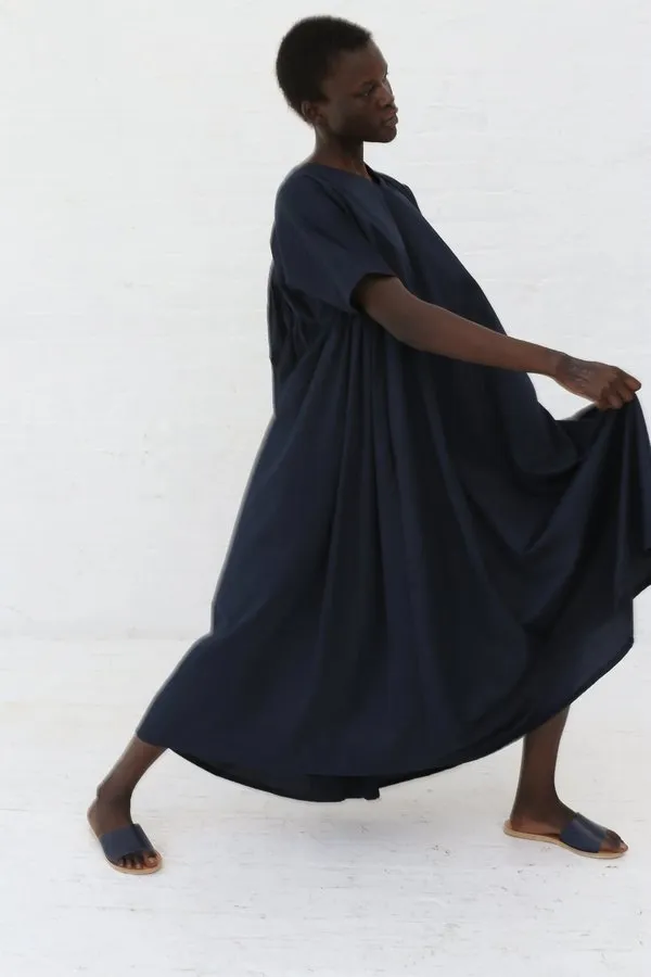 Black Crane Petal Dress - Dark Navy