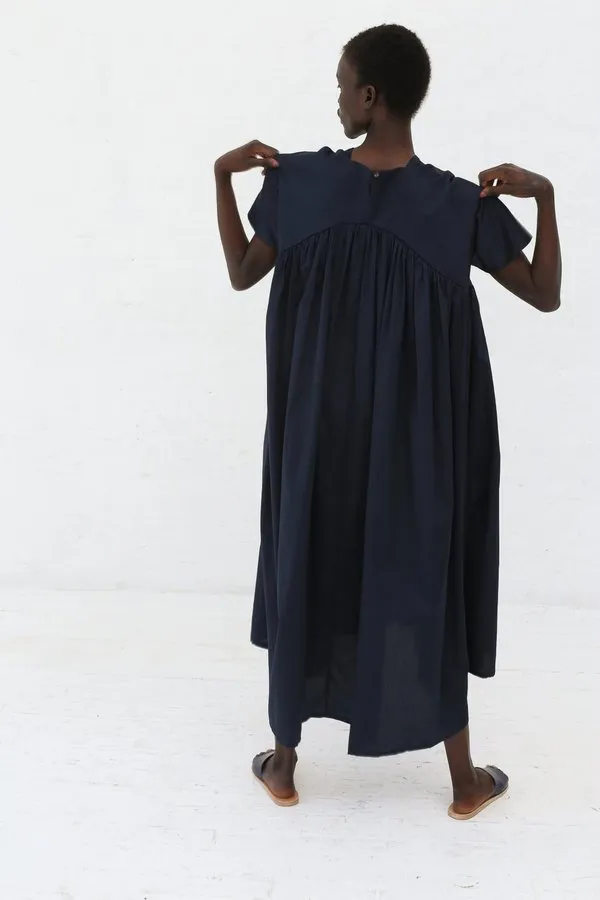 Black Crane Petal Dress - Dark Navy
