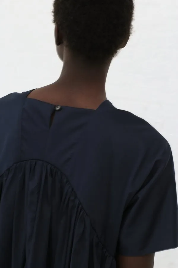Black Crane Petal Dress - Dark Navy