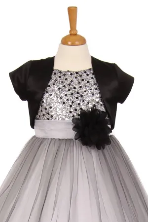 Black Satin Bolero for Girls