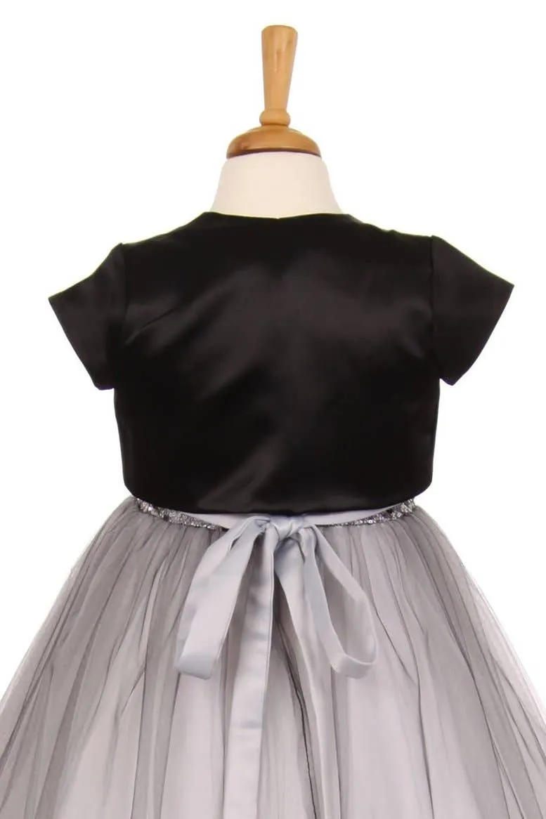 Black Satin Bolero for Girls