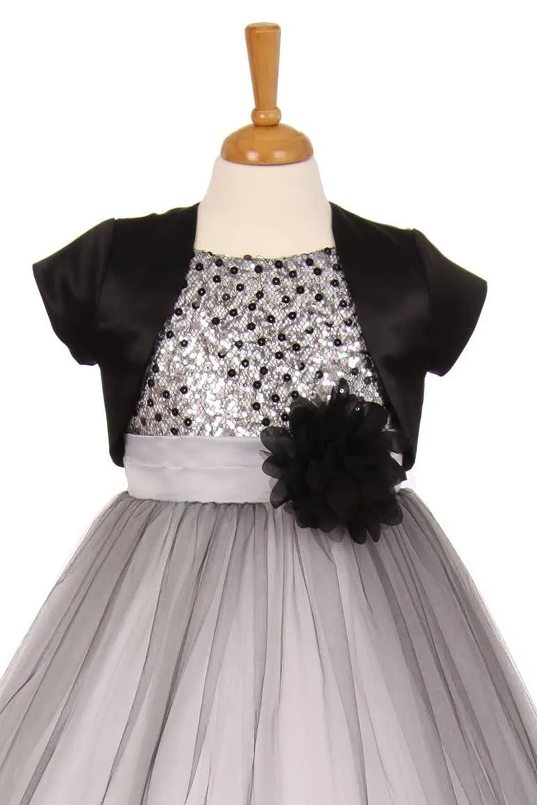 Black Satin Bolero for Girls