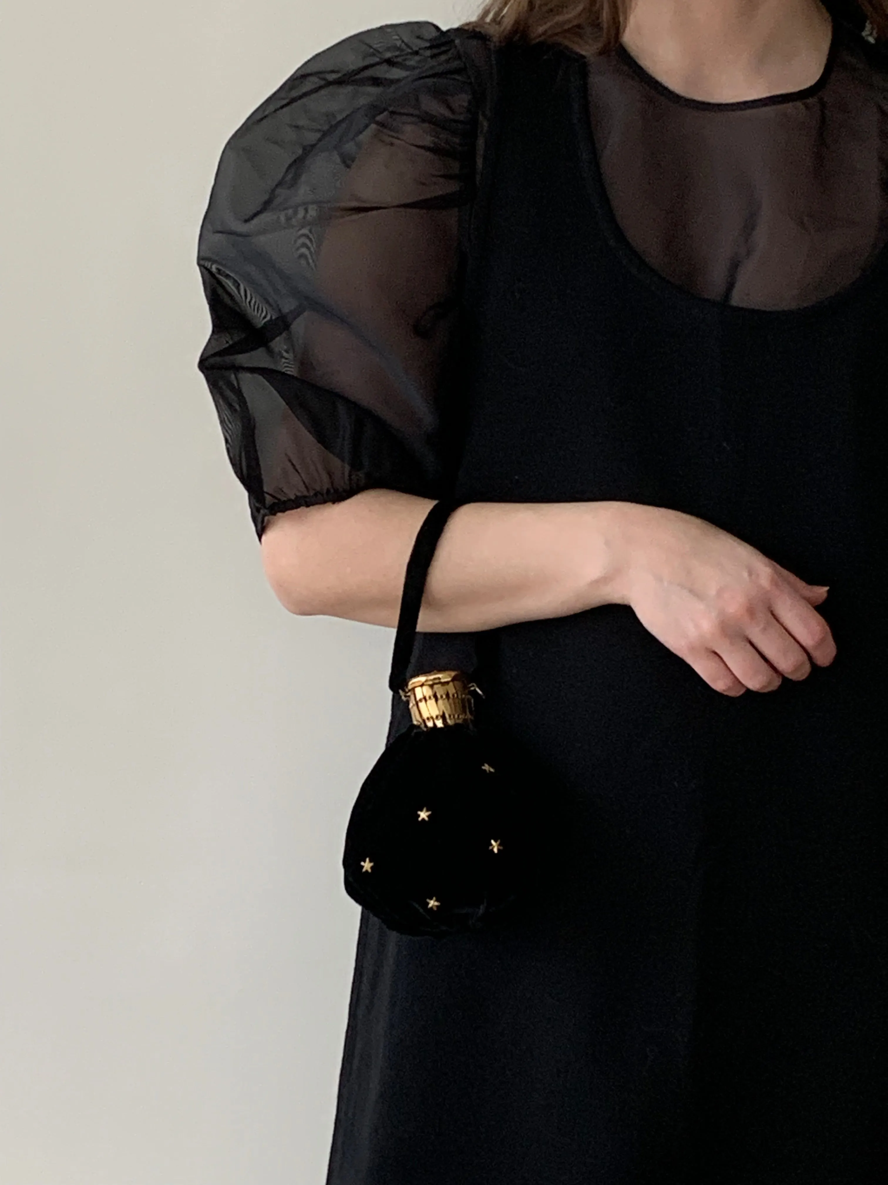 Black vintage velvet pouch