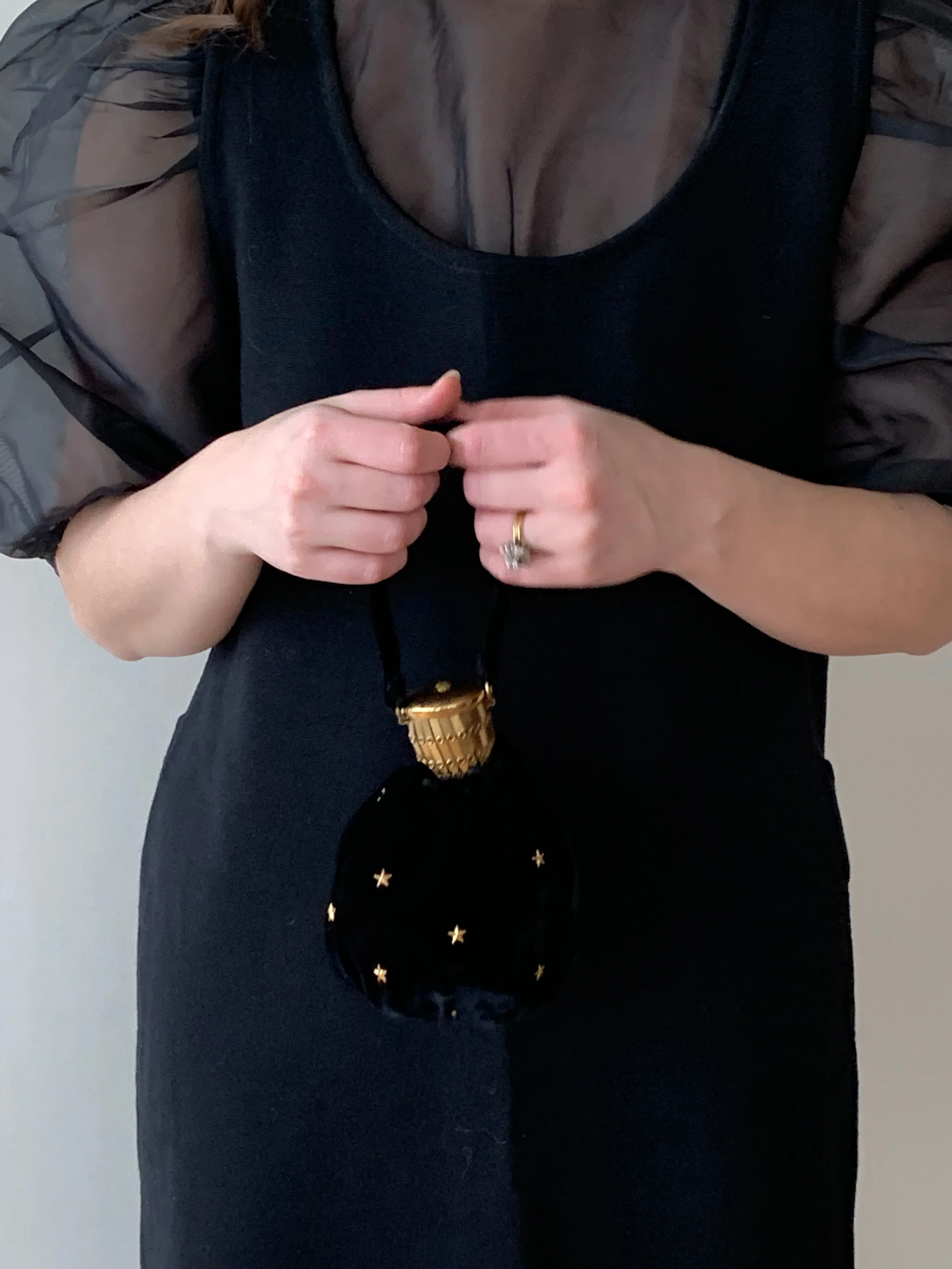 Black vintage velvet pouch
