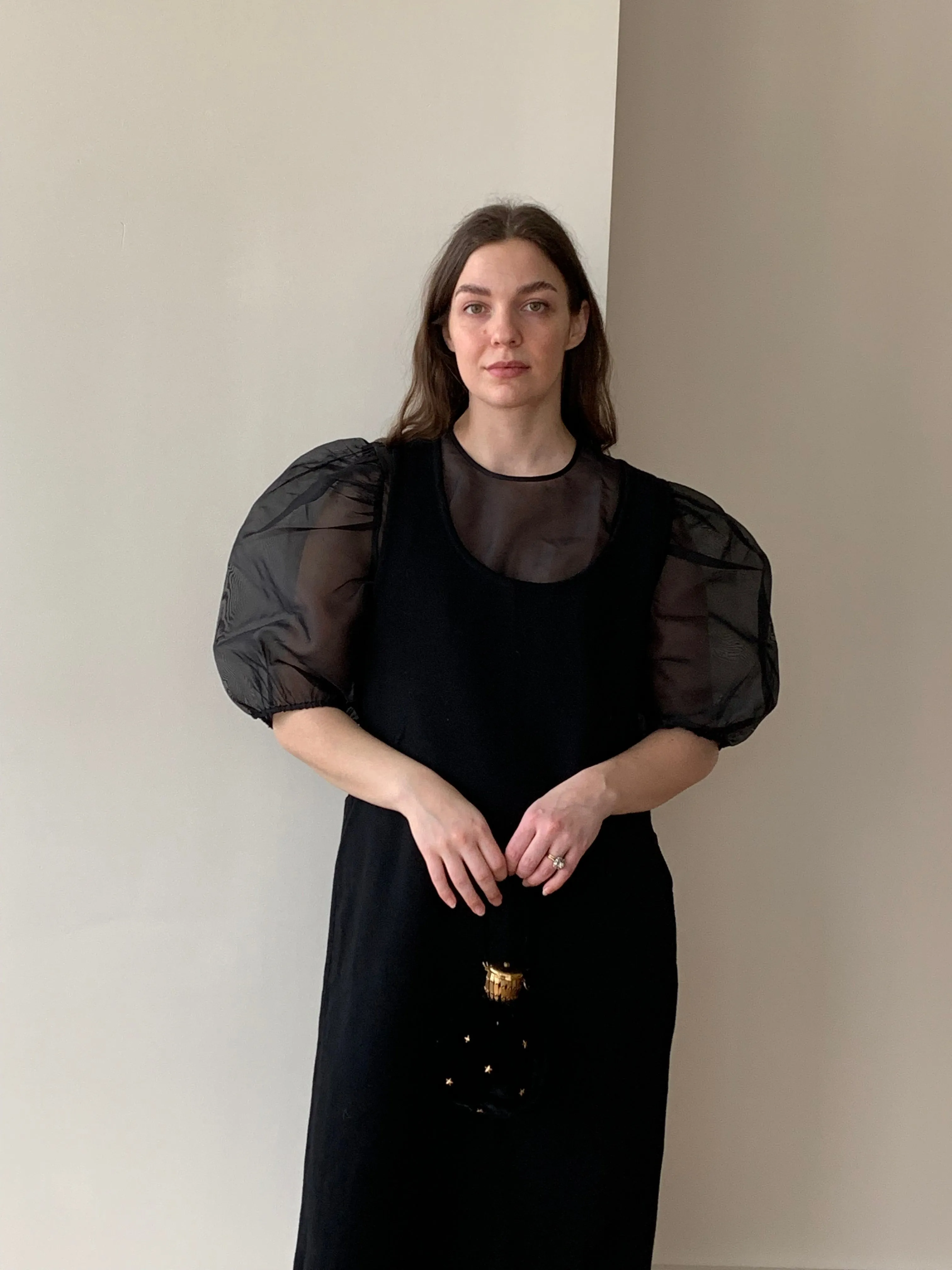 Black vintage velvet pouch