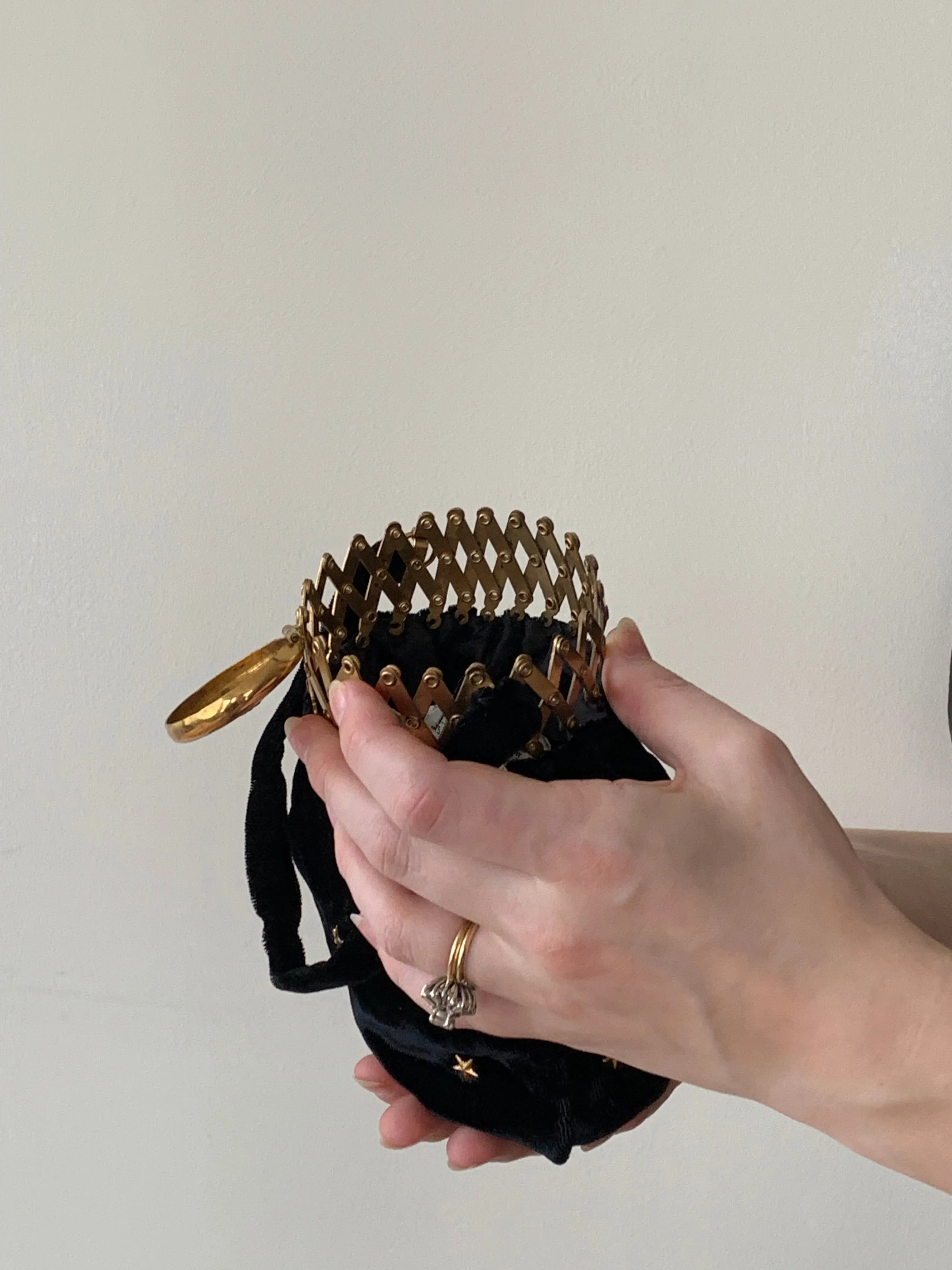 Black vintage velvet pouch