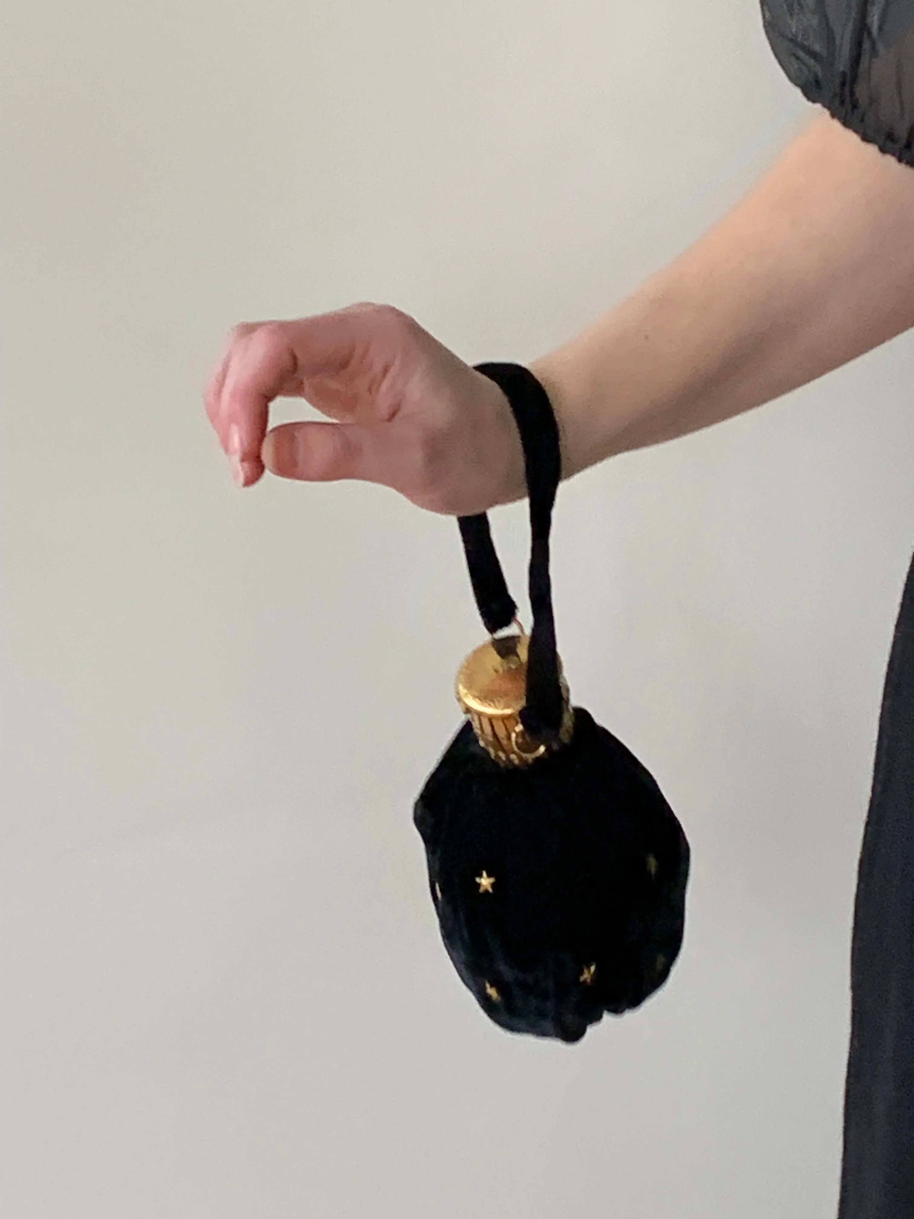 Black vintage velvet pouch