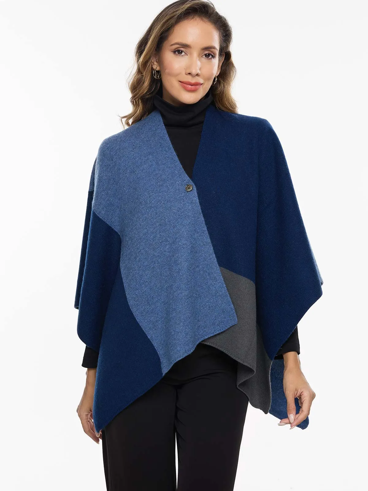 Blue Luxe Button Cape