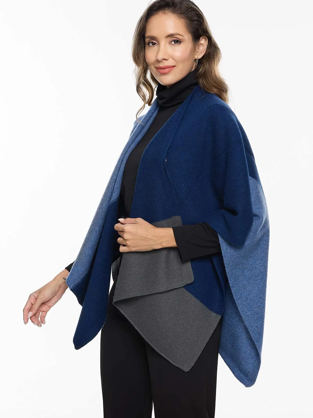 Blue Luxe Button Cape