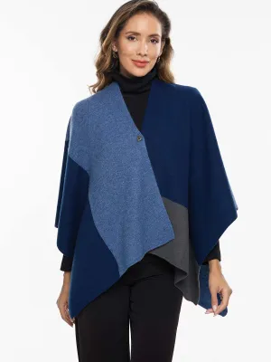 Blue Luxe Button Cape