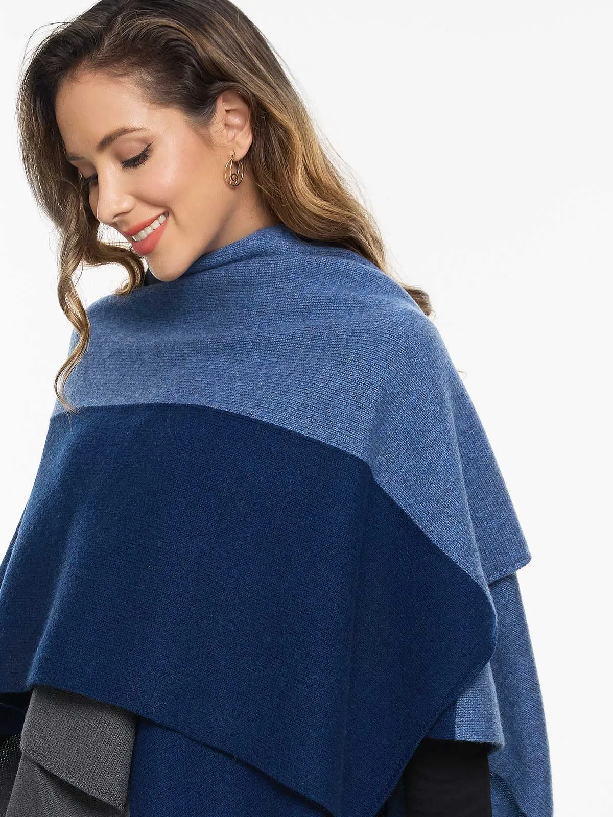 Blue Luxe Button Cape