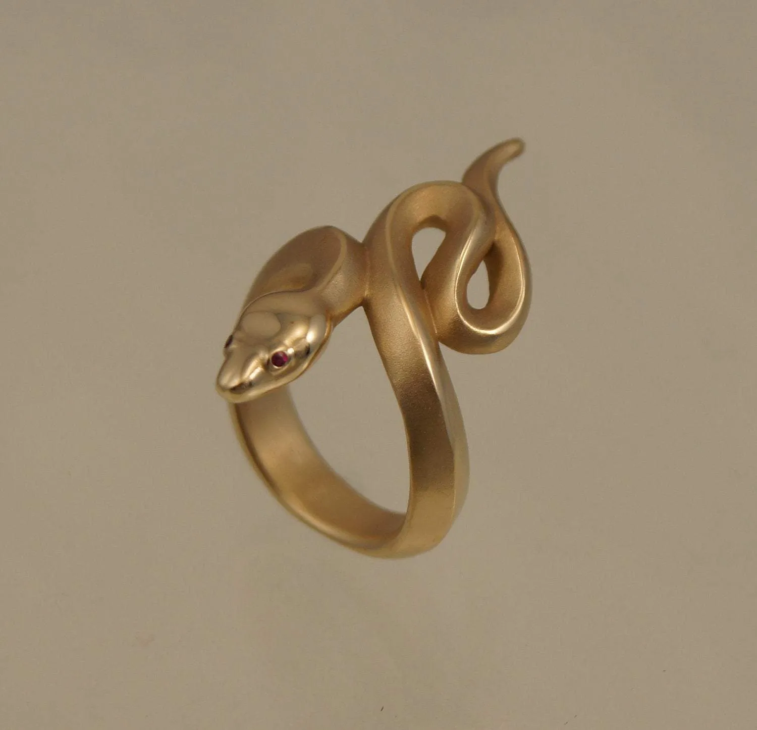Boa Snake Ring - Bronze with Gemstone Eyes