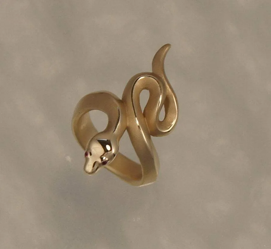 Boa Snake Ring - Bronze with Gemstone Eyes