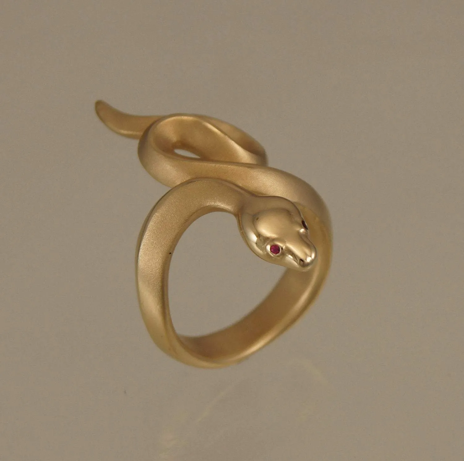 Boa Snake Ring - Bronze with Gemstone Eyes