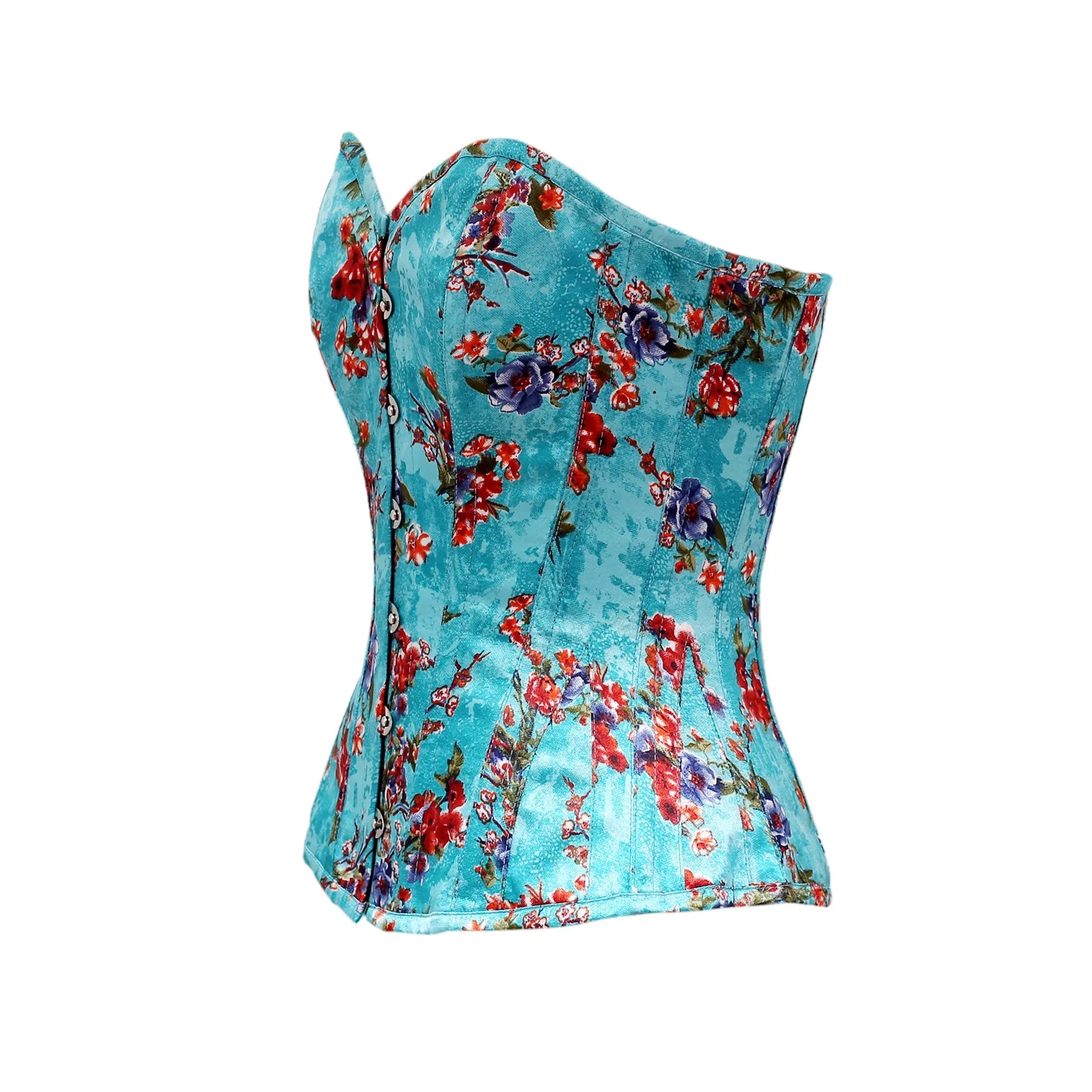 Boebert Floral Print Satin Overbust Corset