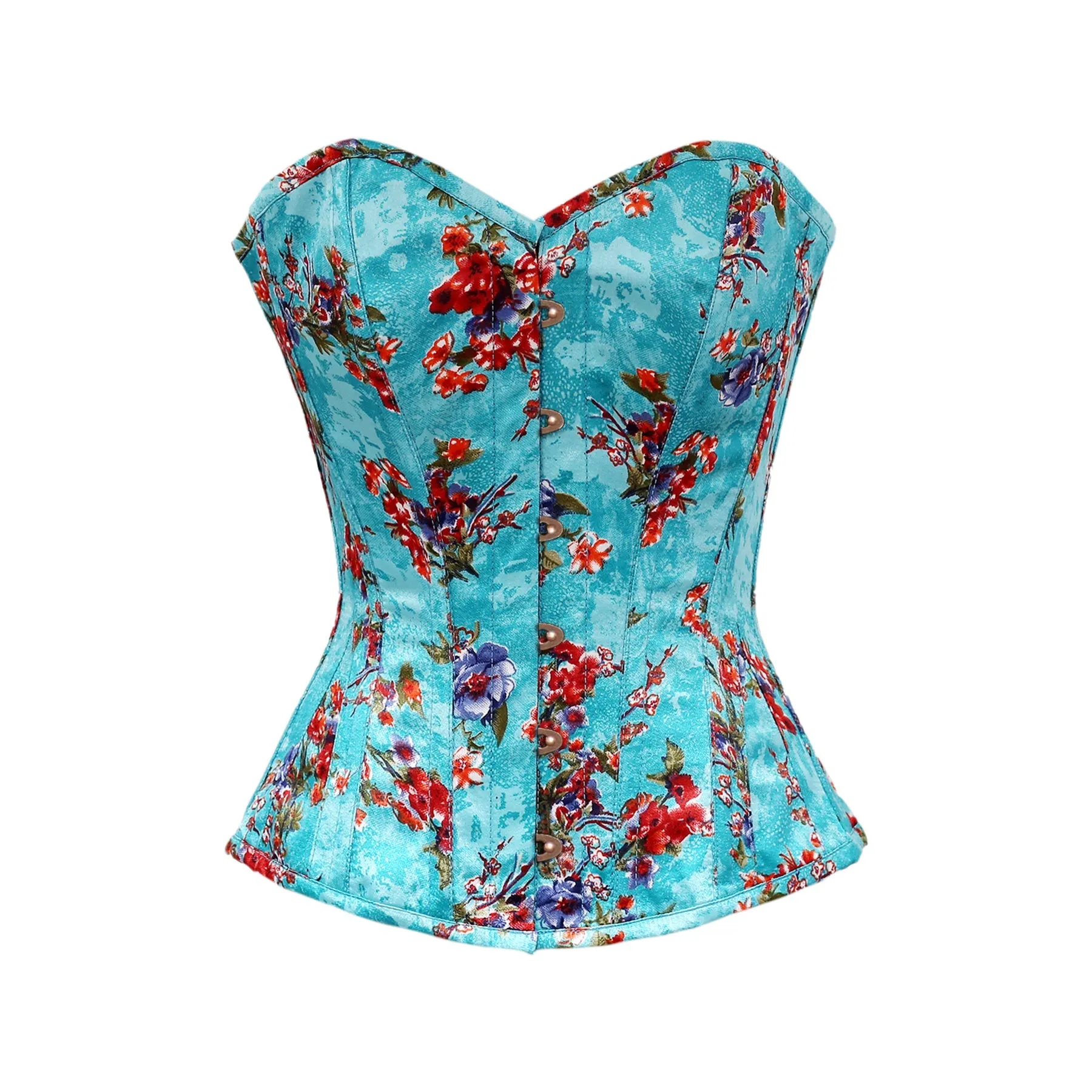 Boebert Floral Print Satin Overbust Corset