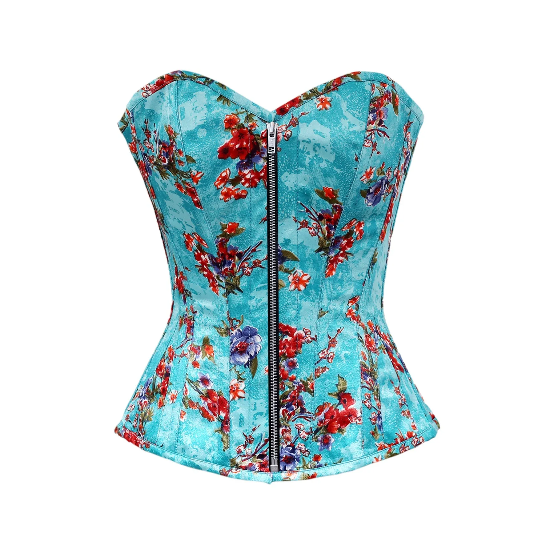 Boebert Floral Print Satin Overbust Corset