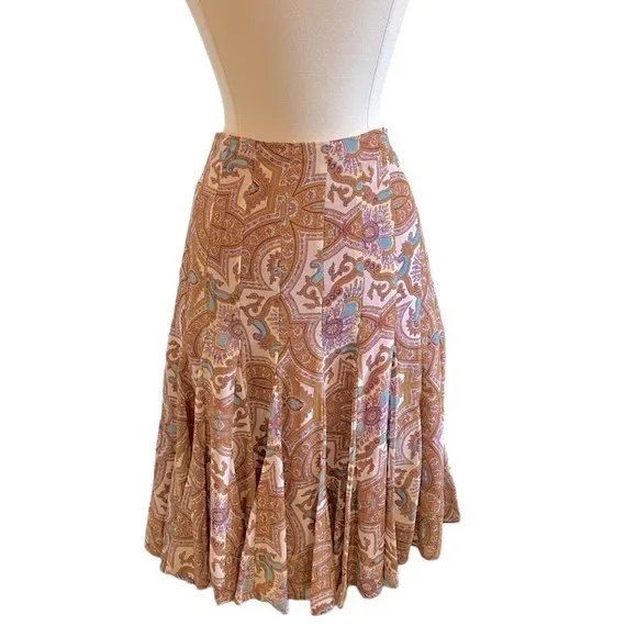 Boho Paisley Mini Skirt With Hankerchief Ruffled Hem