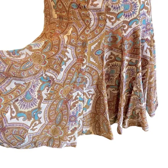 Boho Paisley Mini Skirt With Hankerchief Ruffled Hem