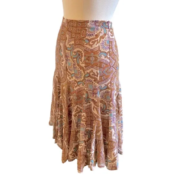 Boho Paisley Mini Skirt With Hankerchief Ruffled Hem