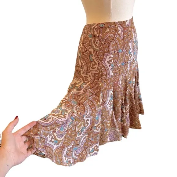 Boho Paisley Mini Skirt With Hankerchief Ruffled Hem