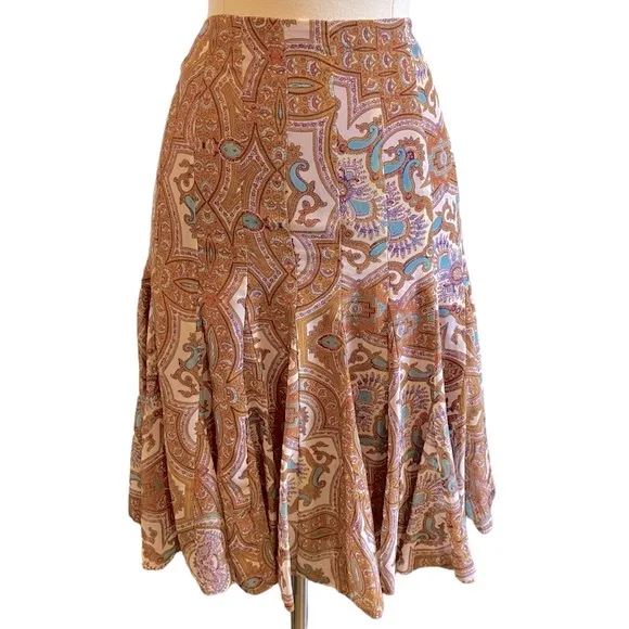 Boho Paisley Mini Skirt With Hankerchief Ruffled Hem