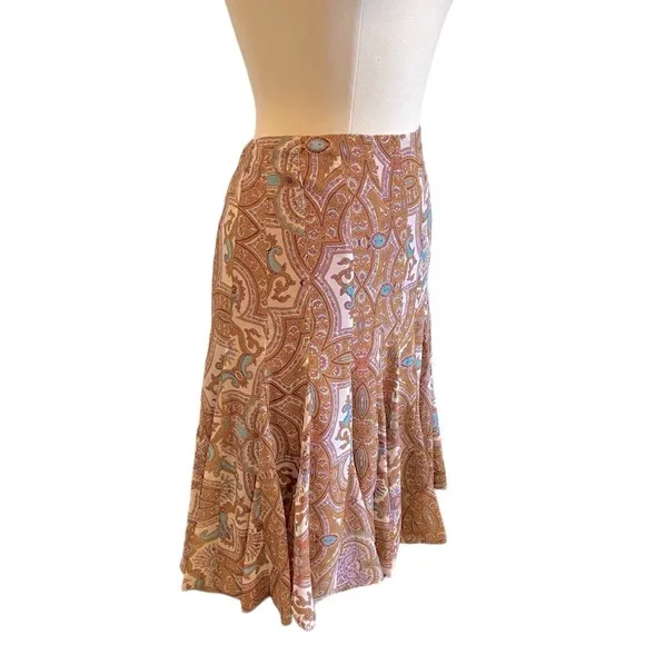 Boho Paisley Mini Skirt With Hankerchief Ruffled Hem
