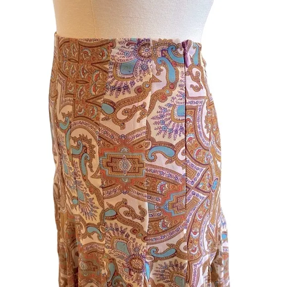 Boho Paisley Mini Skirt With Hankerchief Ruffled Hem