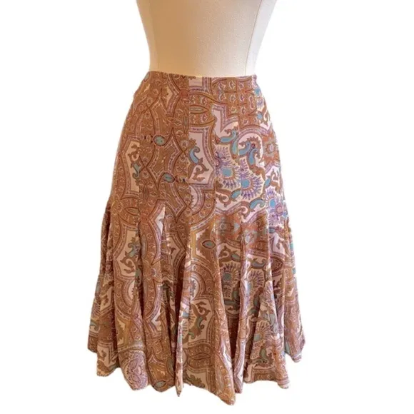 Boho Paisley Mini Skirt With Hankerchief Ruffled Hem