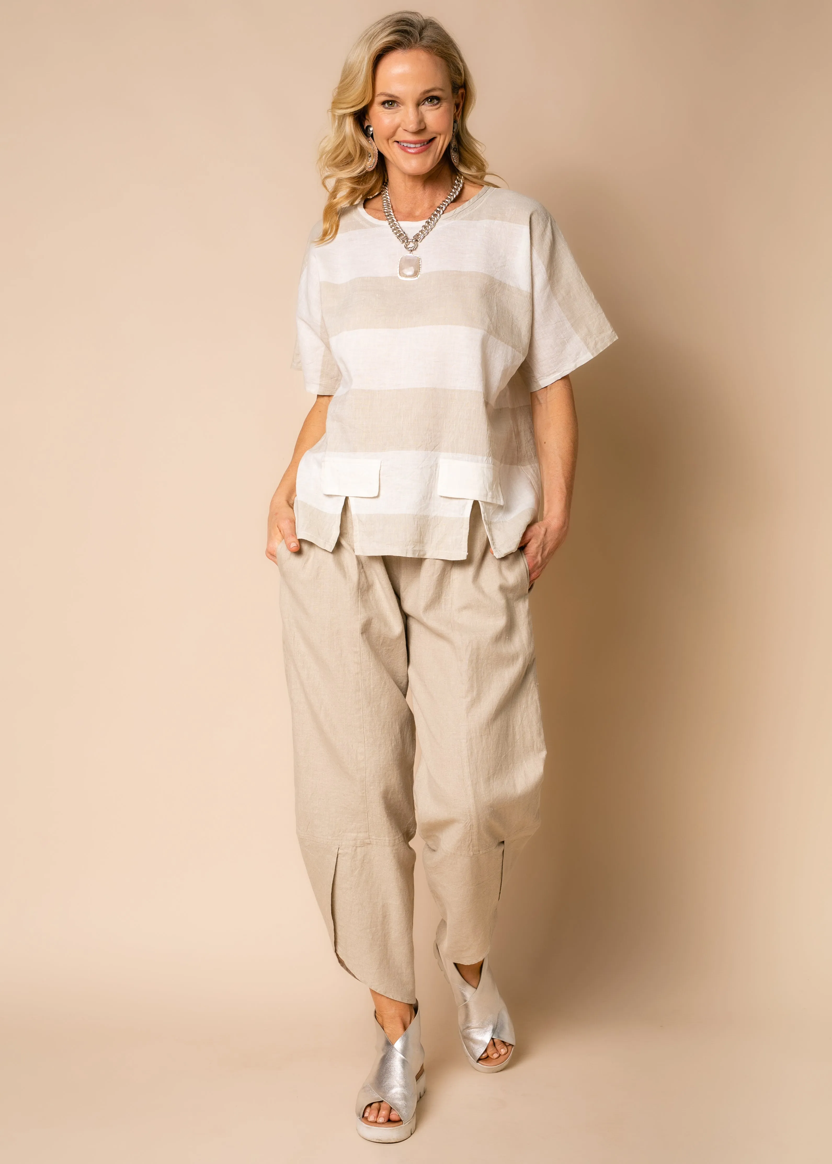 Bonnie Linen Blend Top in Latte