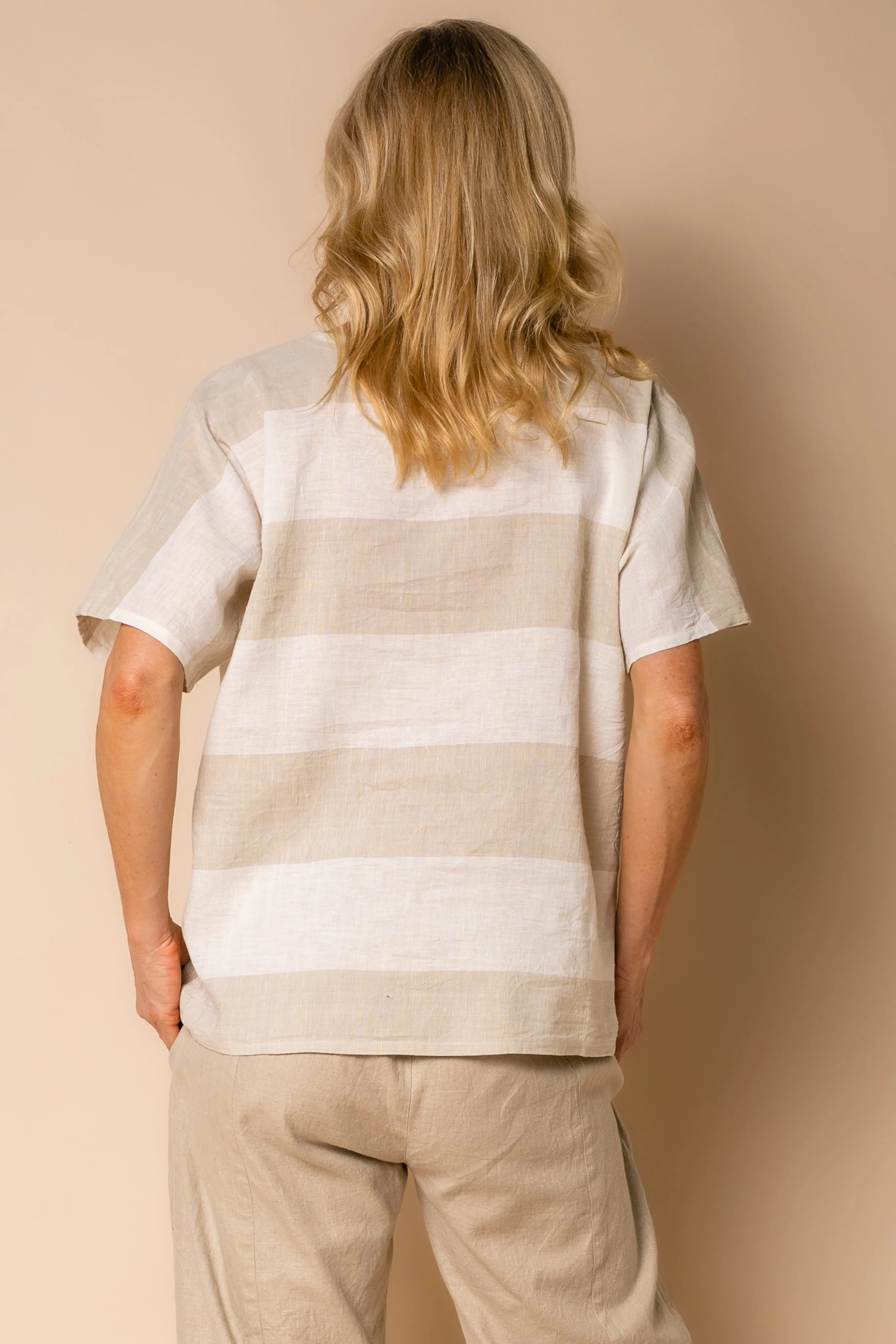 Bonnie Linen Blend Top in Latte
