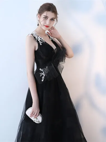 Bowknot Flowers V-Neck Evening Dress