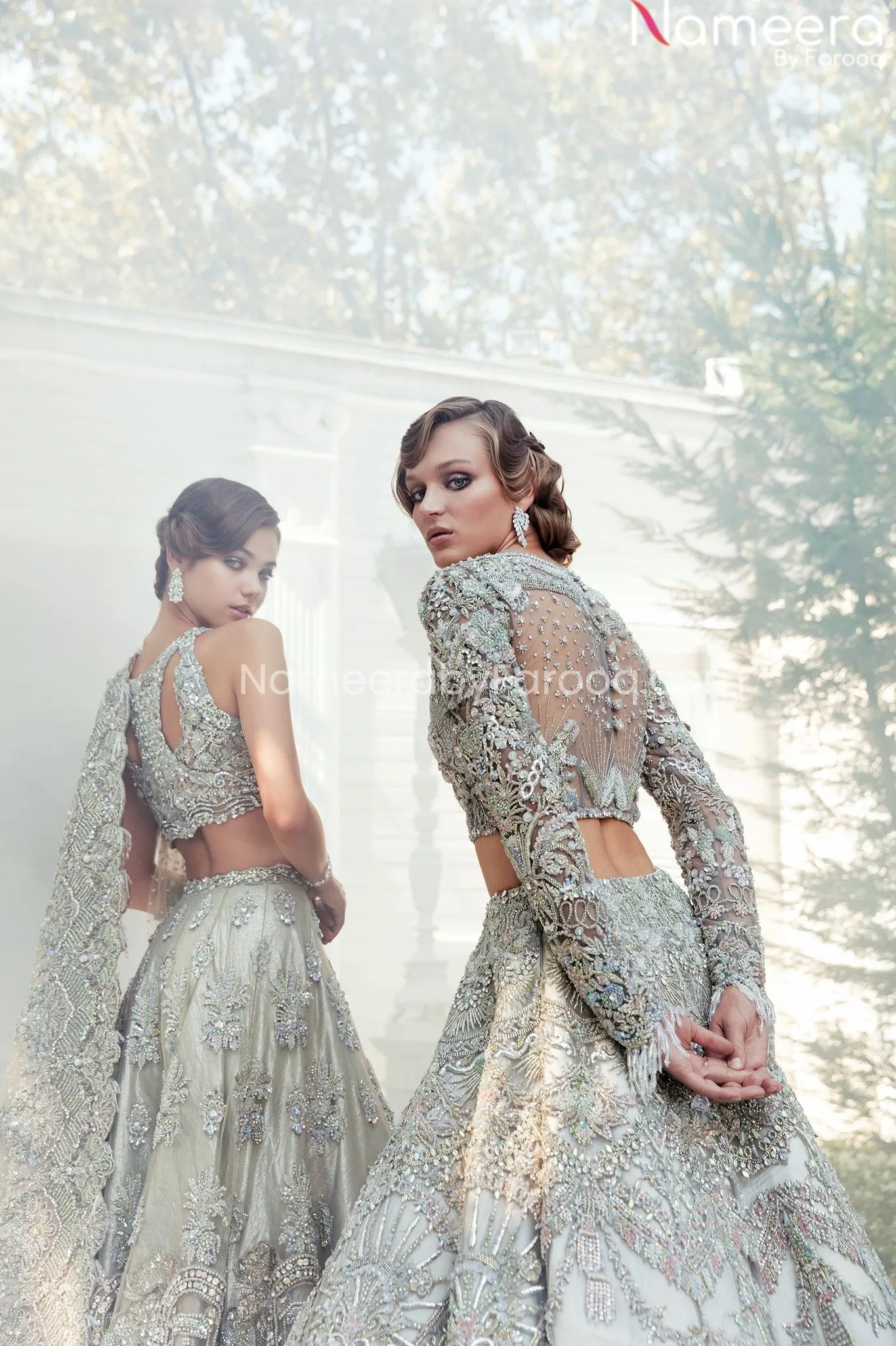 Bridal Grey Lehenga Pakistani Designer Dress #BN794