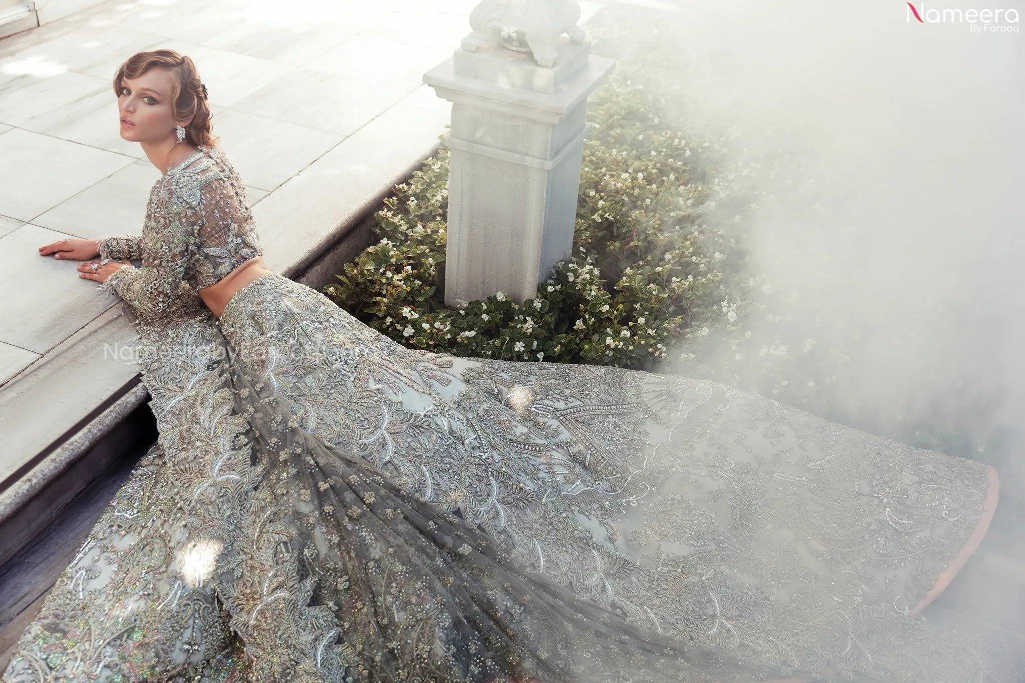 Bridal Grey Lehenga Pakistani Designer Dress #BN794
