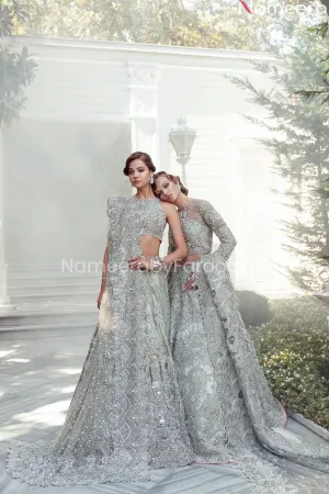 Bridal Grey Lehenga Pakistani Designer Dress #BN794
