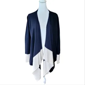 C by Bloomingdale's 100% 2-ply Cashmere Cardigan Sweater Black White Large