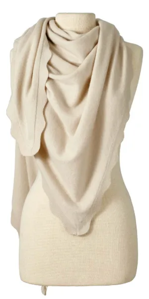 Cashmere Ruffle Triangle Wrap in Kahki