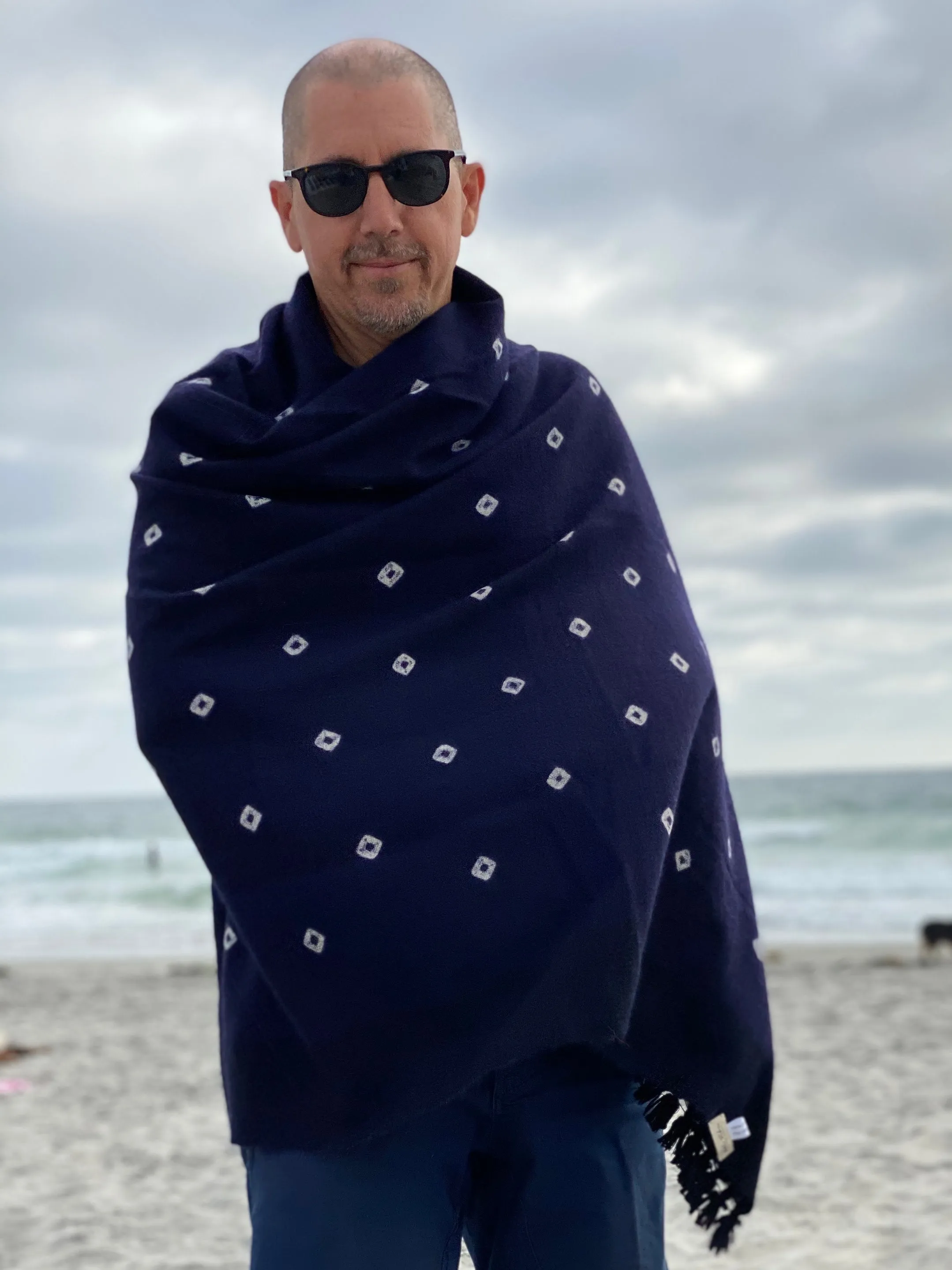 Cashmere Shibori Indigo Throw