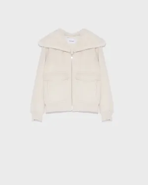 Cashmere wool jacket with mink fur collar