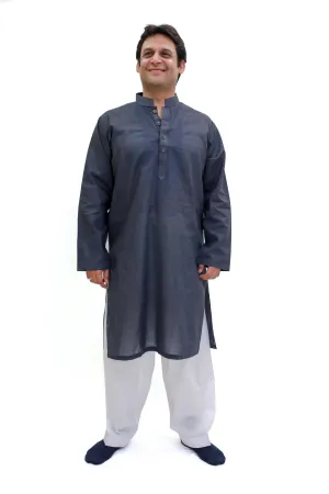Charcoal-Grey Cotton Kurta - Shirt