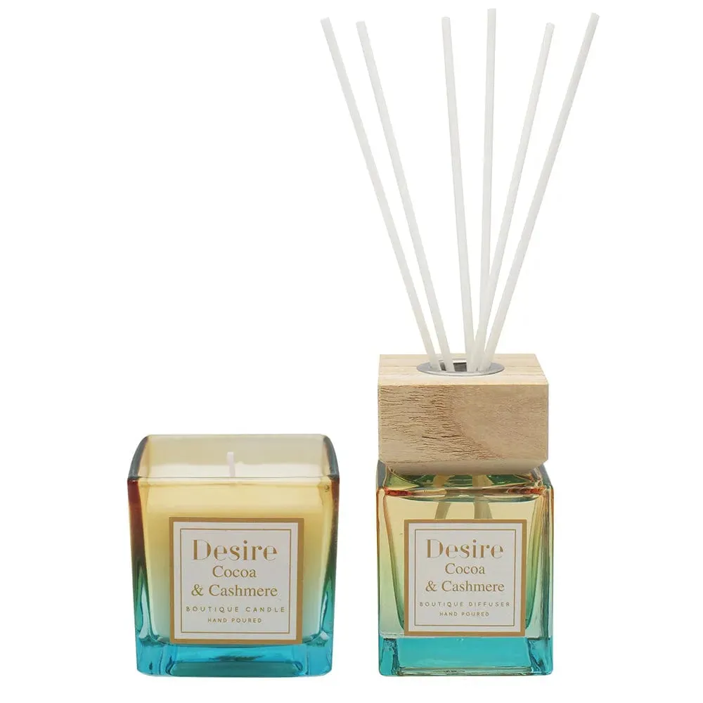Cocoa and Cashmere Scented Candle & Reed Diffuser Home Fragrance Christmas Gift Set