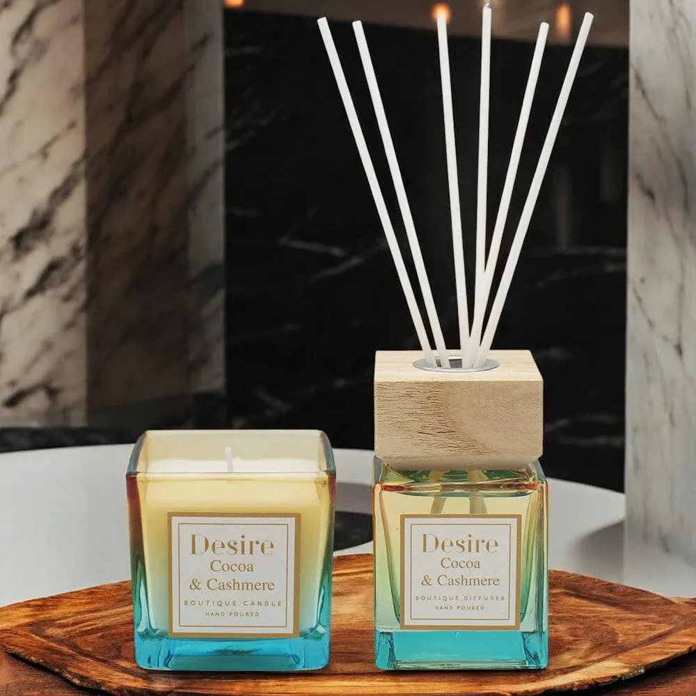 Cocoa and Cashmere Scented Candle & Reed Diffuser Home Fragrance Christmas Gift Set