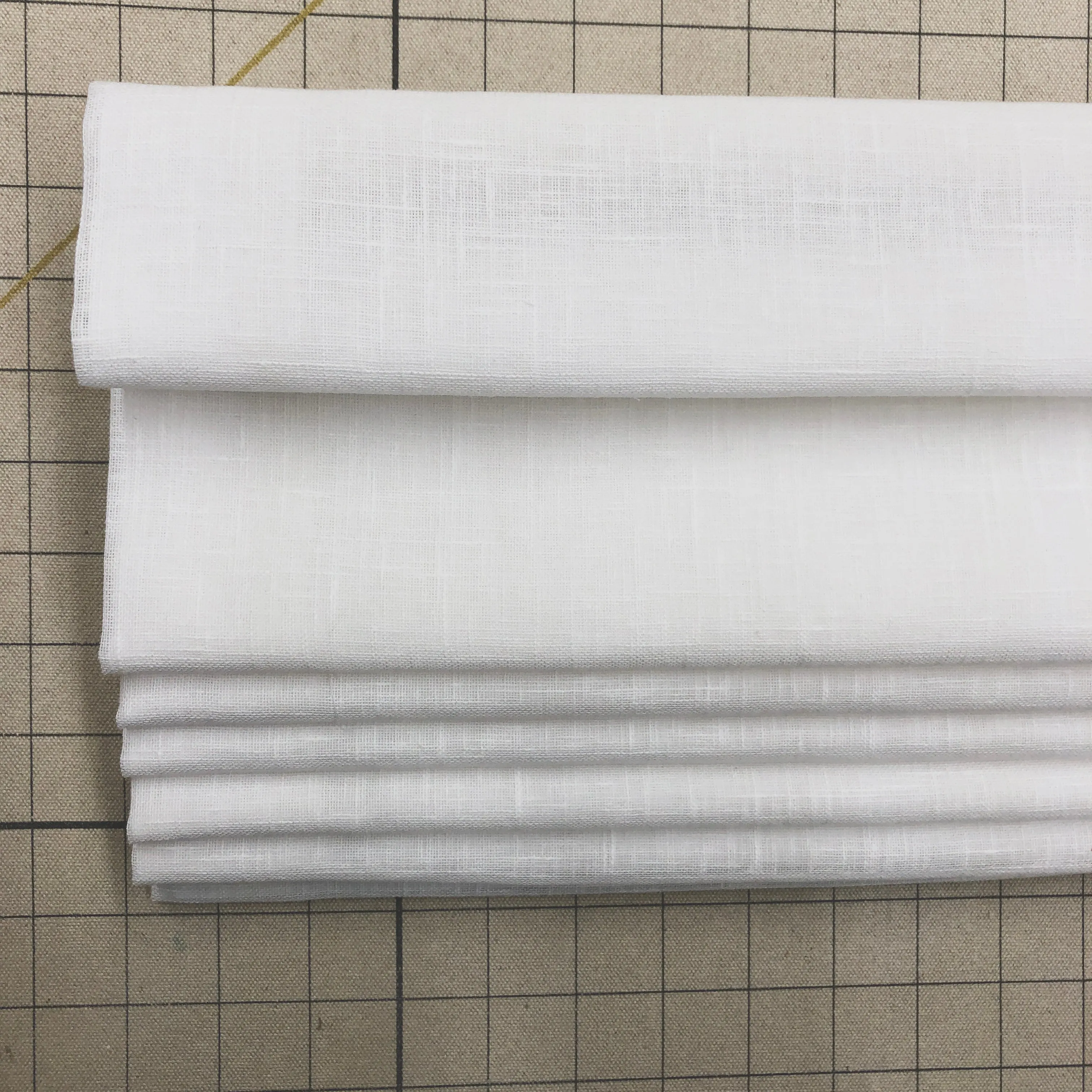 Contemporary White Linen Blend Sheer Flat Roman shade/CL1034